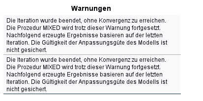 SPSS Warnung keine Konvergenz Mehrebenenanalyse