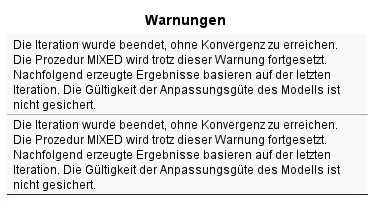 SPSS Warnhinweis bei Mehrebenenanalyse